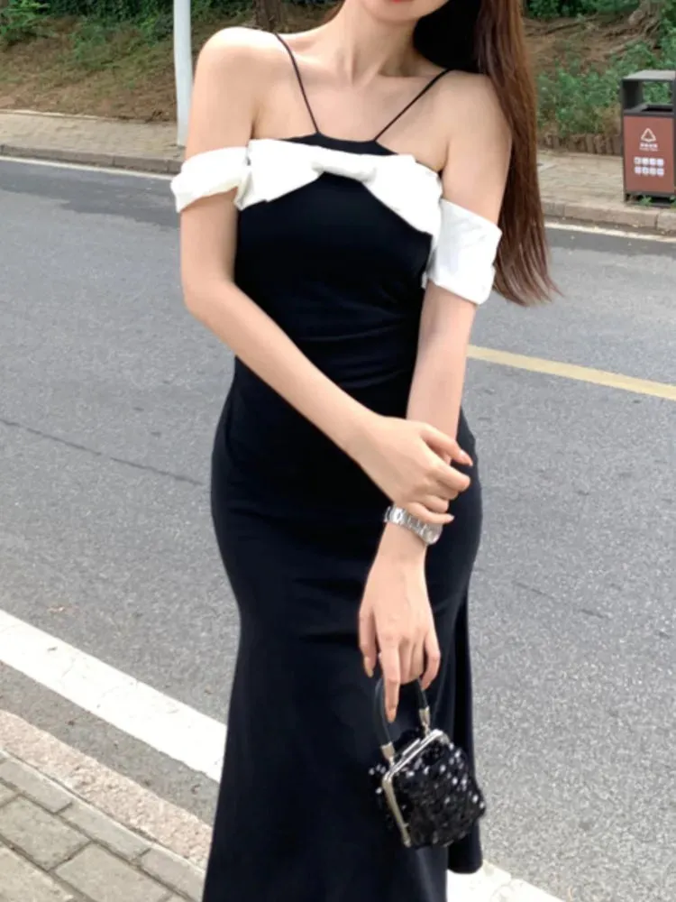 Aiertu New French Style Women Bodycon Midi Party Summer Dress Halter Sleeveless Slim Sexy Evening Party Club Robe Female Black Vestidos