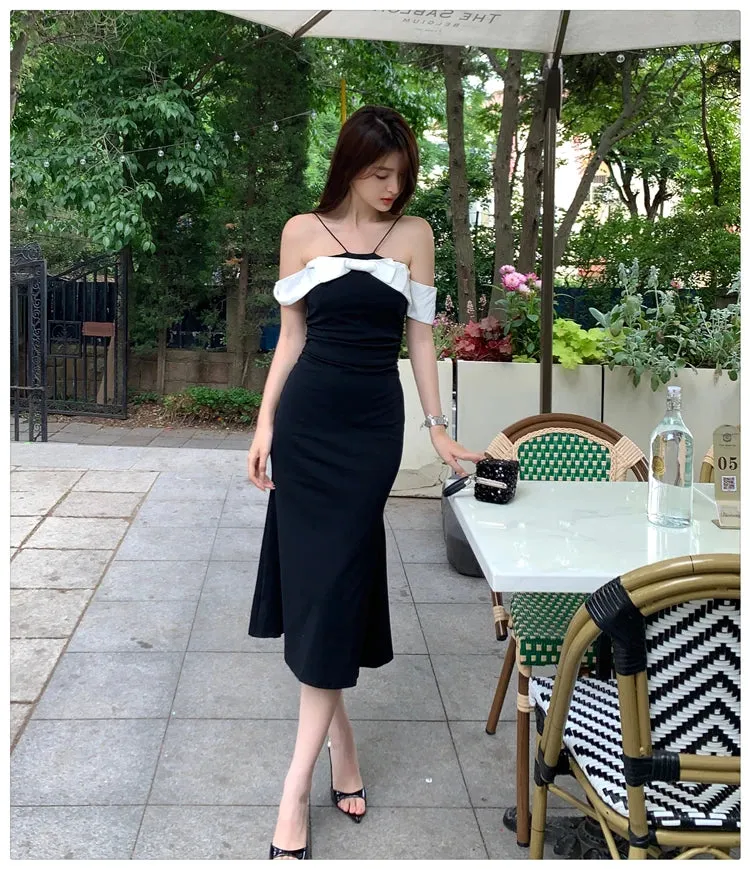 Aiertu New French Style Women Bodycon Midi Party Summer Dress Halter Sleeveless Slim Sexy Evening Party Club Robe Female Black Vestidos