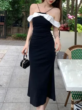 Aiertu New French Style Women Bodycon Midi Party Summer Dress Halter Sleeveless Slim Sexy Evening Party Club Robe Female Black Vestidos