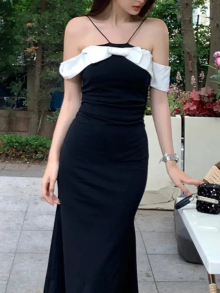 Aiertu New French Style Women Bodycon Midi Party Summer Dress Halter Sleeveless Slim Sexy Evening Party Club Robe Female Black Vestidos