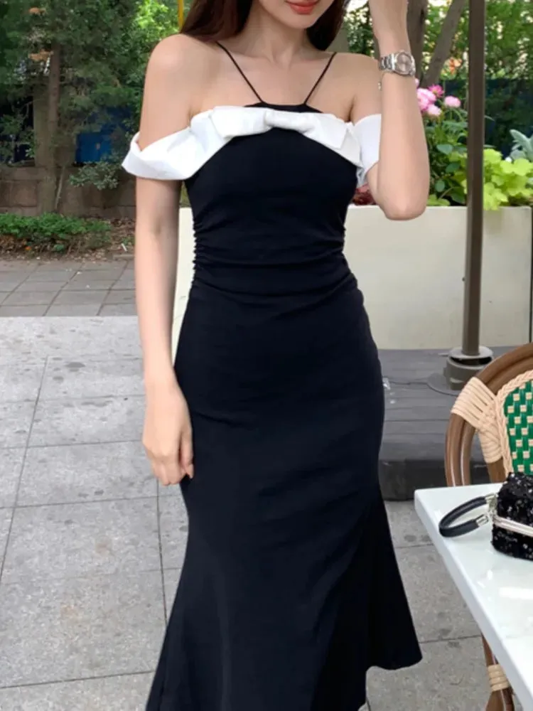 Aiertu New French Style Women Bodycon Midi Party Summer Dress Halter Sleeveless Slim Sexy Evening Party Club Robe Female Black Vestidos