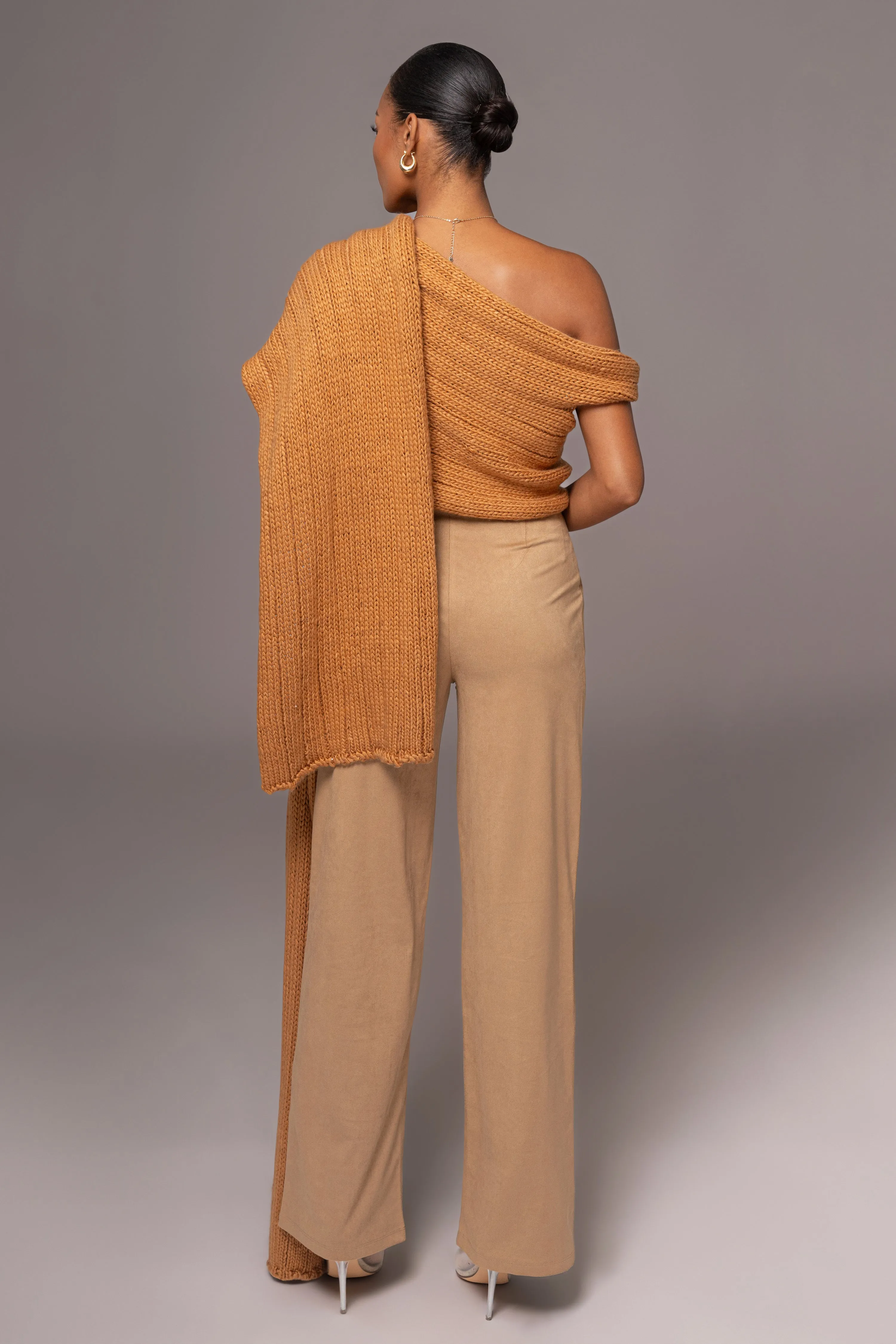 Camel Soft Life Cable Knit Sweater Top