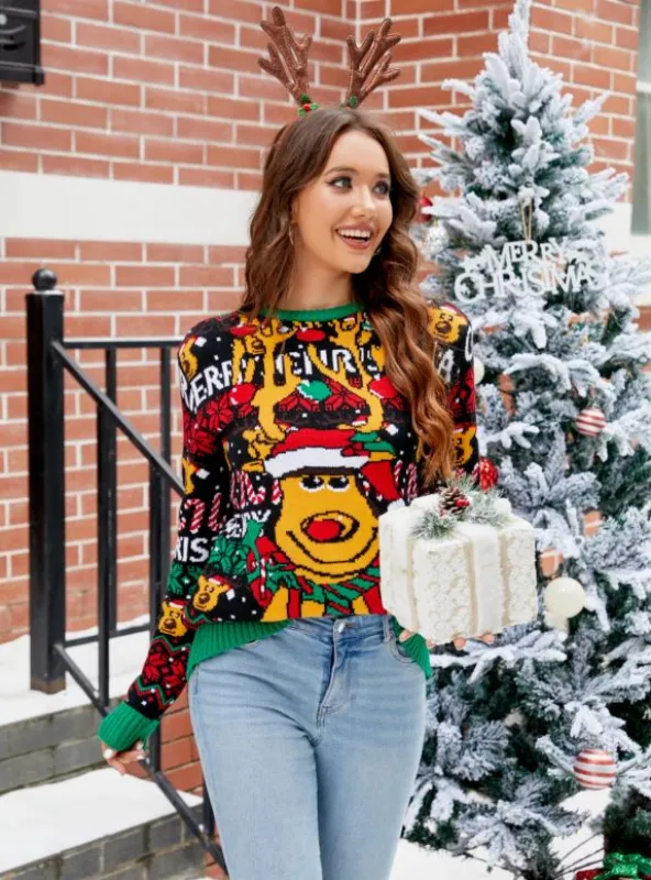 Casual Christmas Snowman Cartoon Pullover Sweater