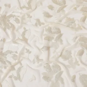 Classic Cream Silk Chiffon Fabric with Gold Lurex, 110cm Wide – Timeless Textile for Elegant Designs-D18389