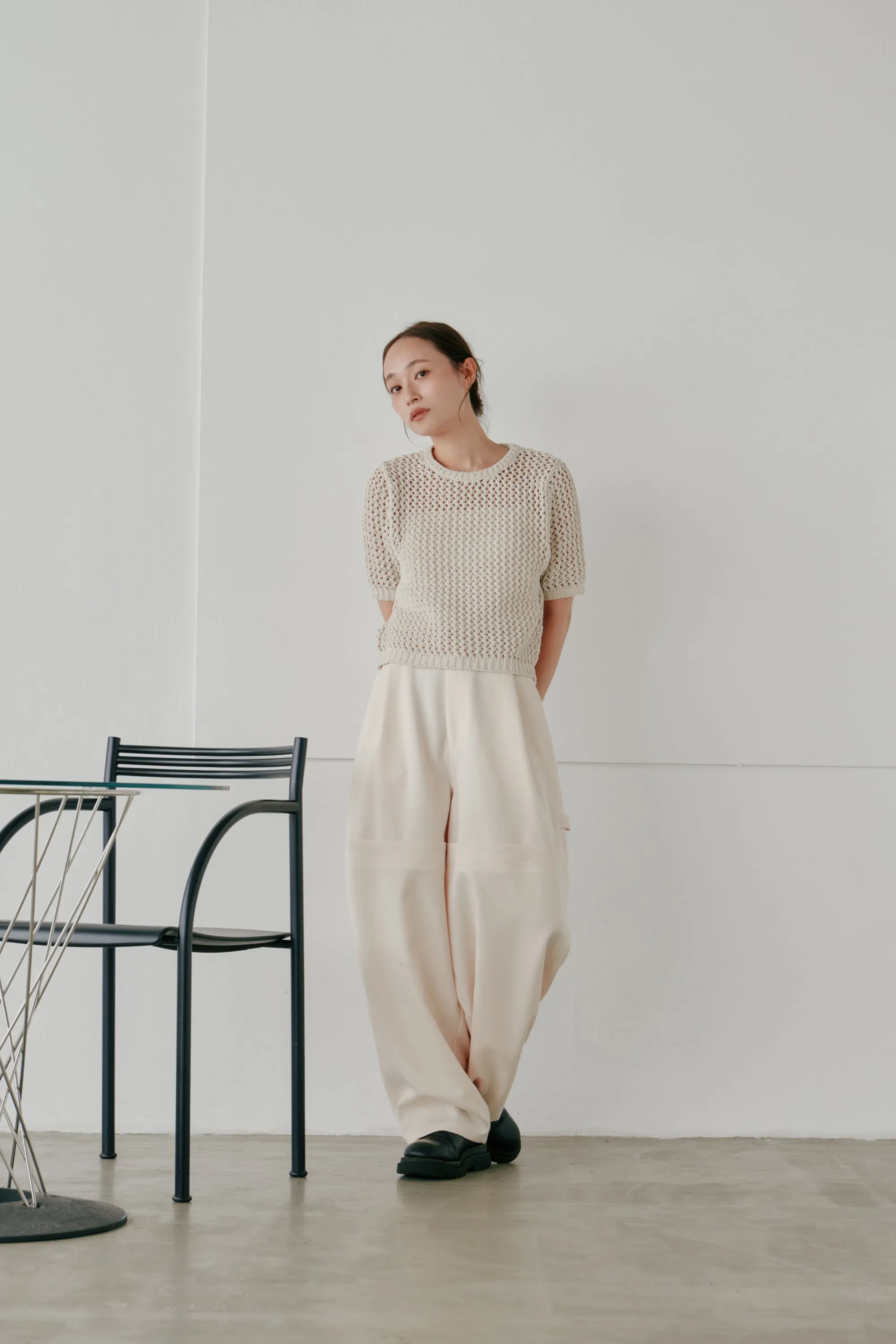 cropped net knit