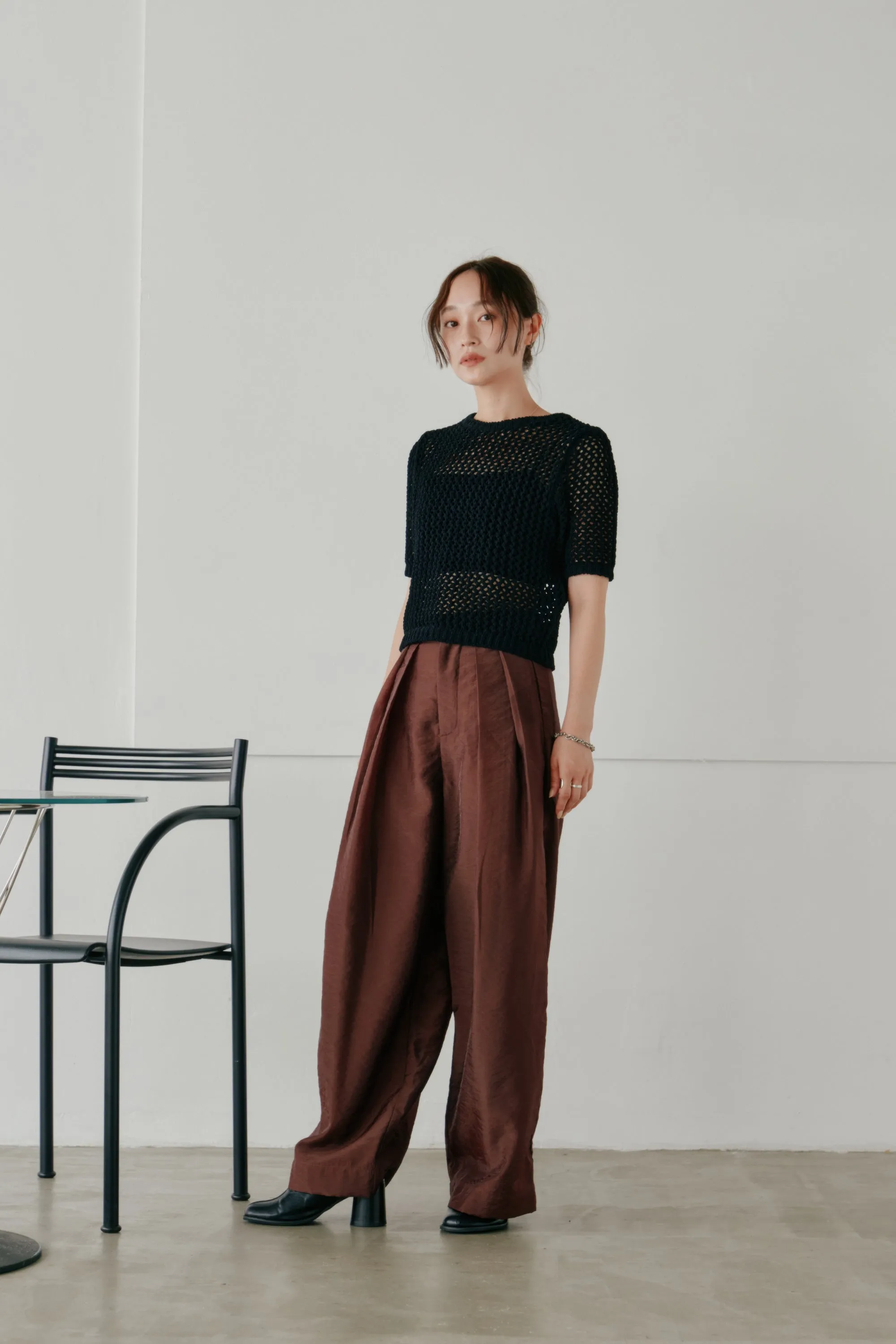 cropped net knit