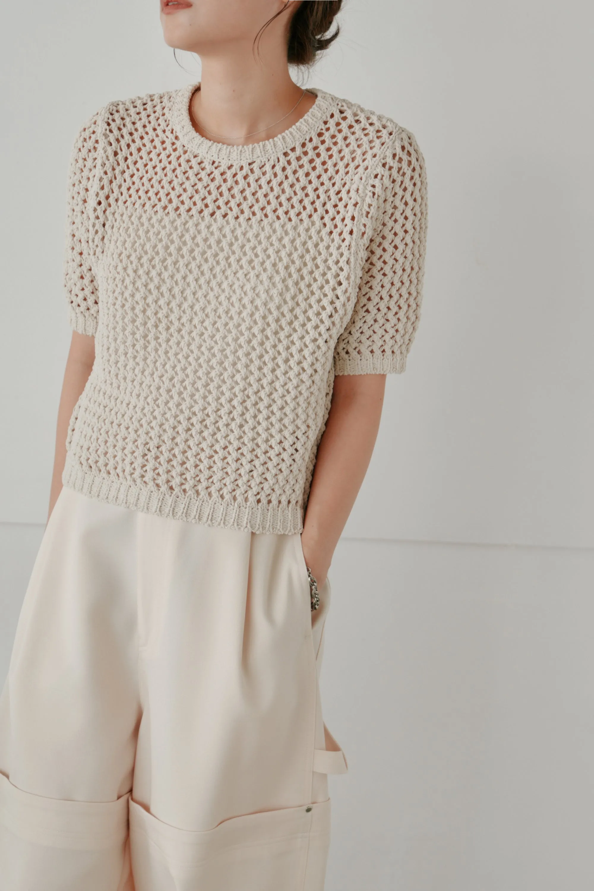 cropped net knit