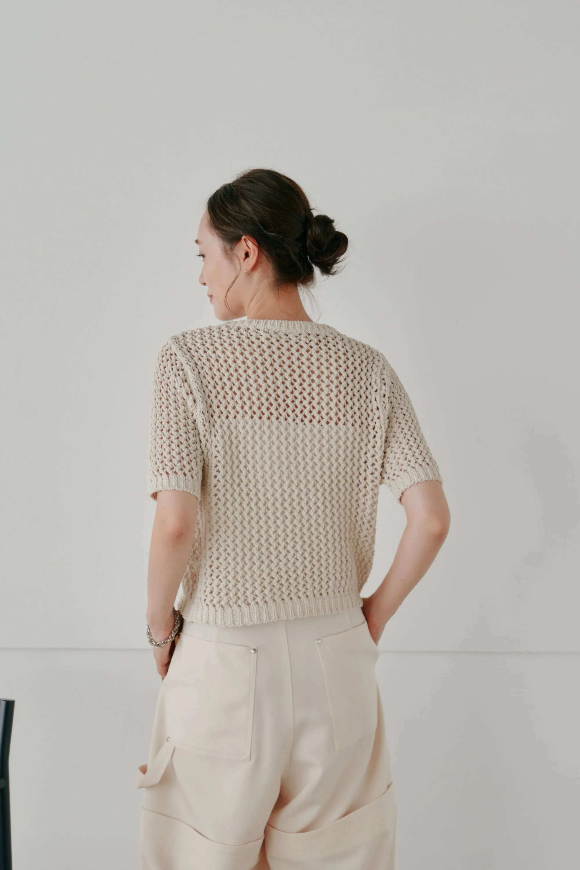 cropped net knit