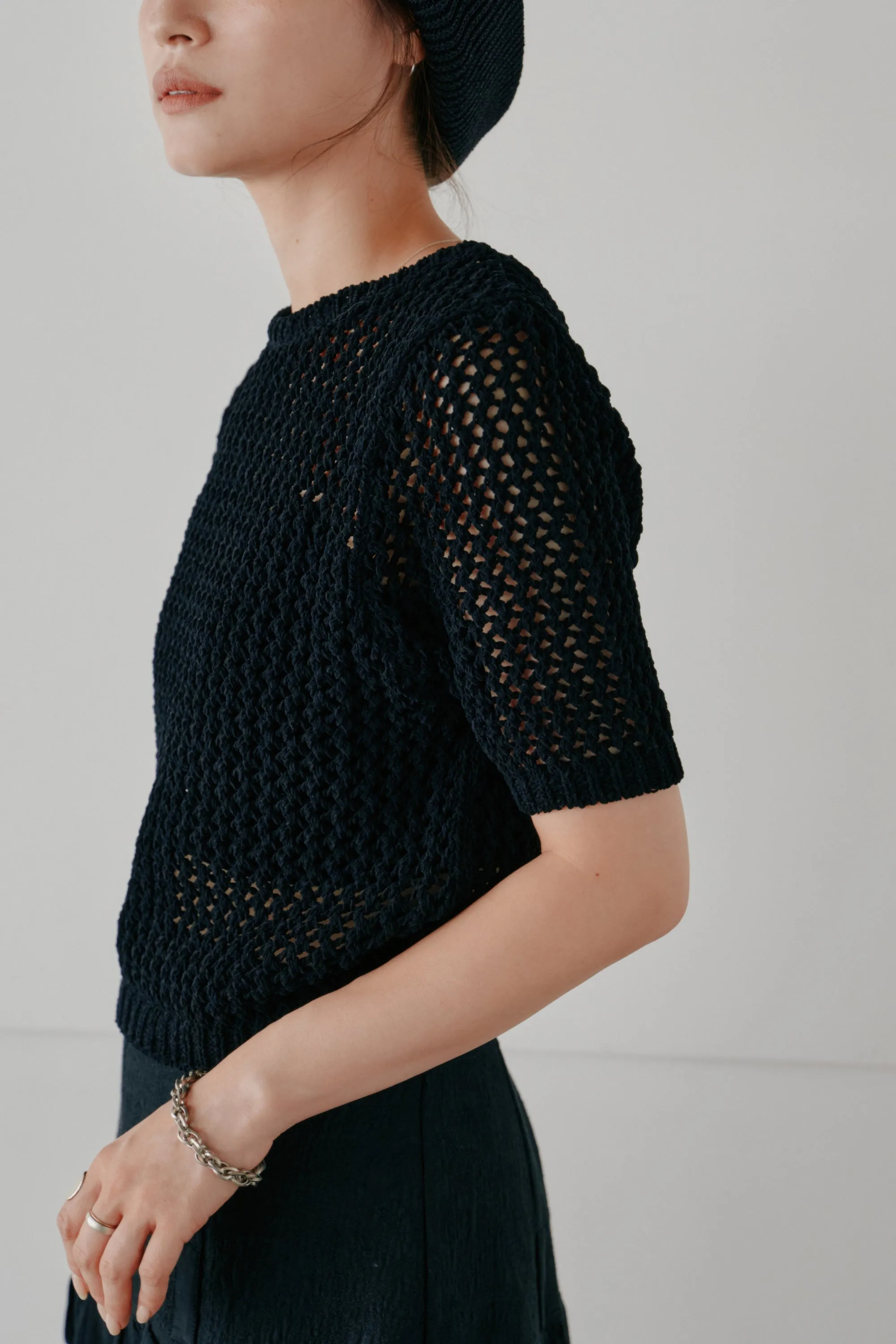 cropped net knit