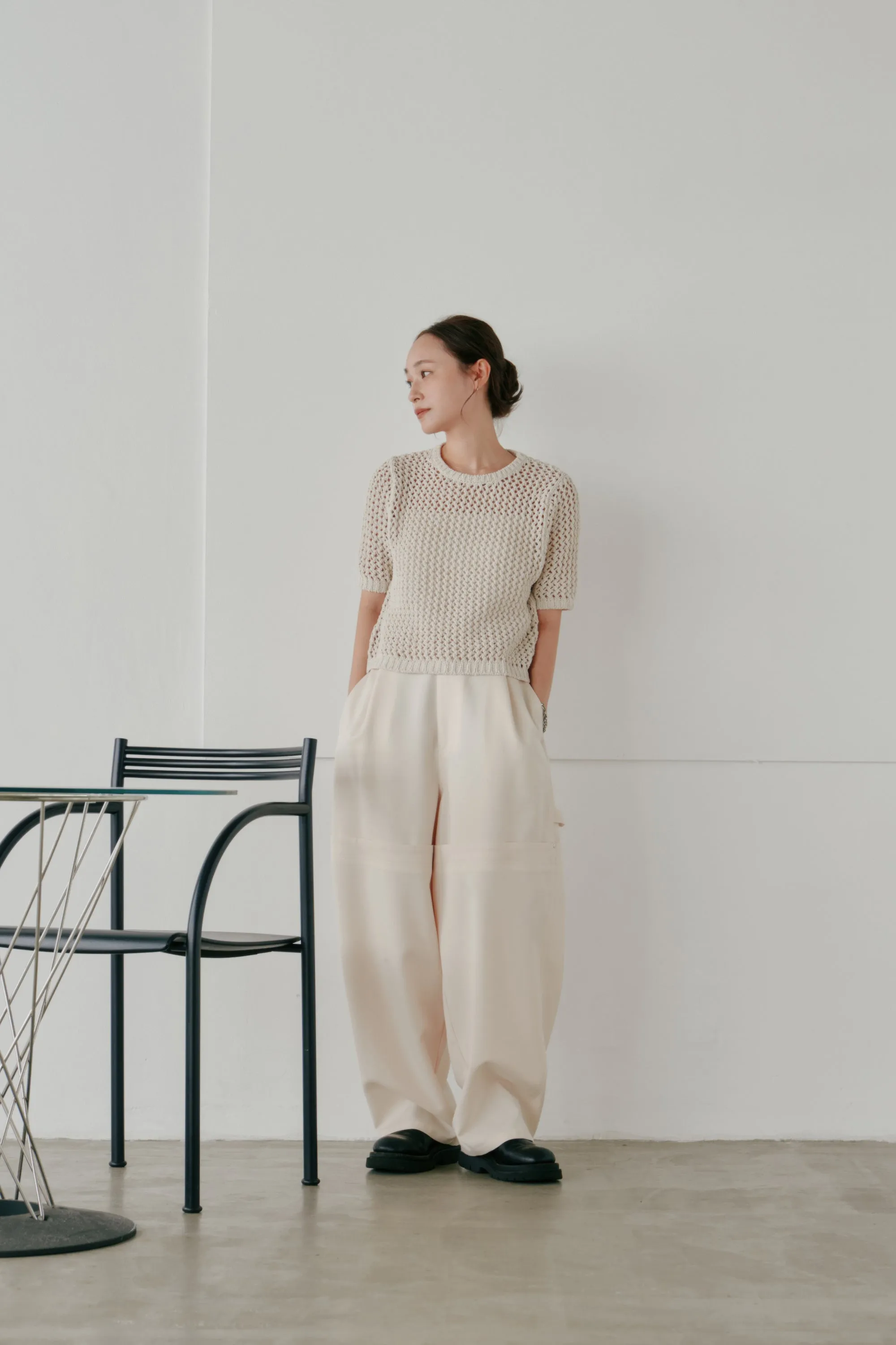 cropped net knit
