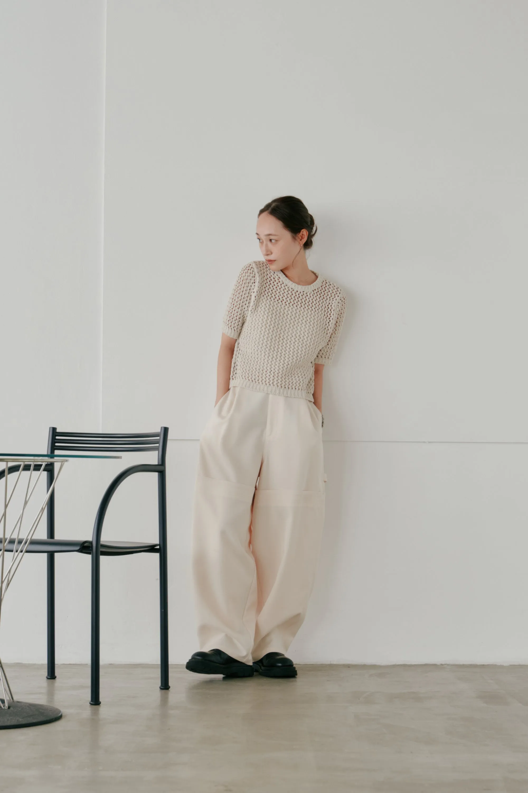 cropped net knit