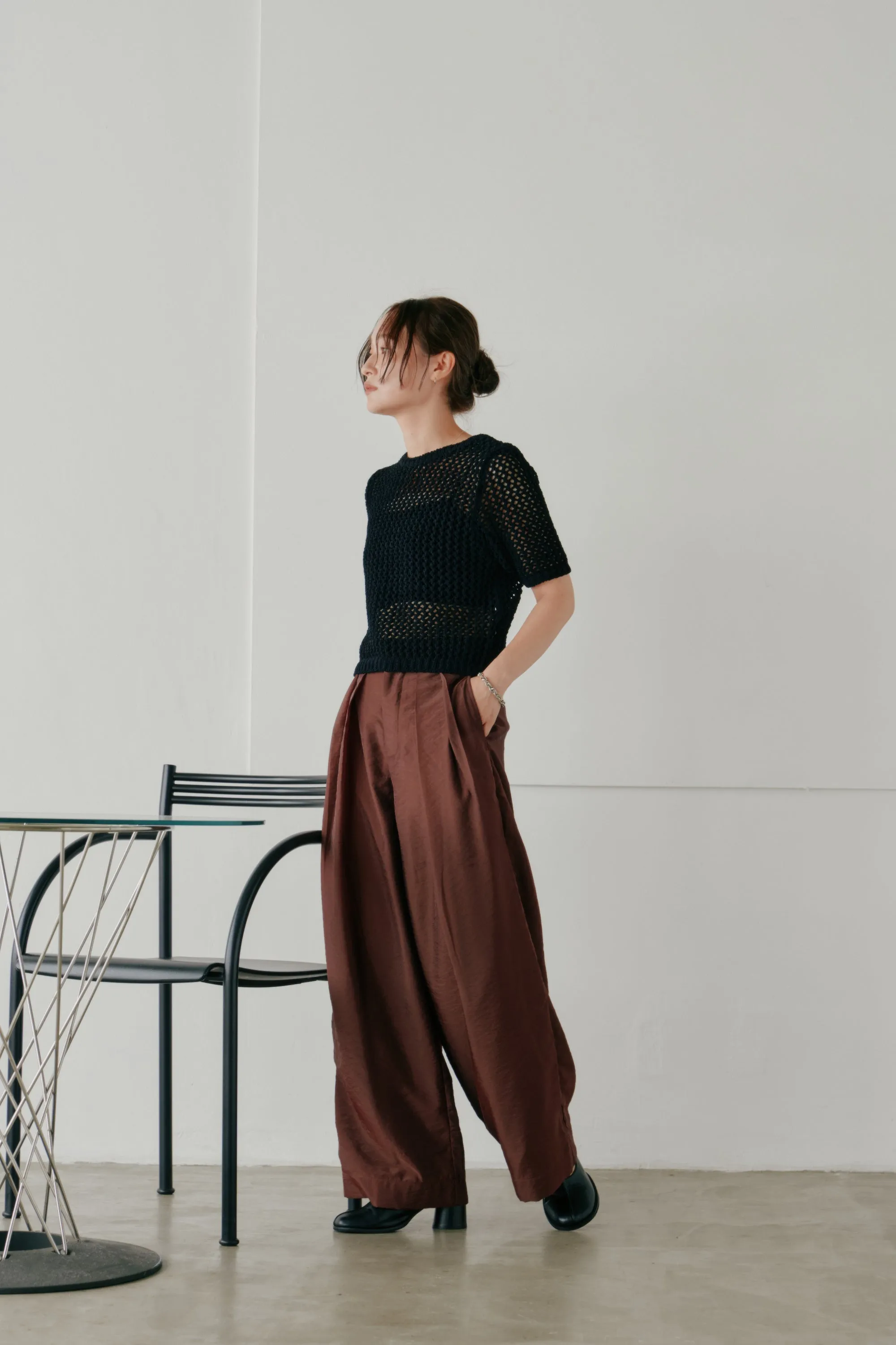 cropped net knit