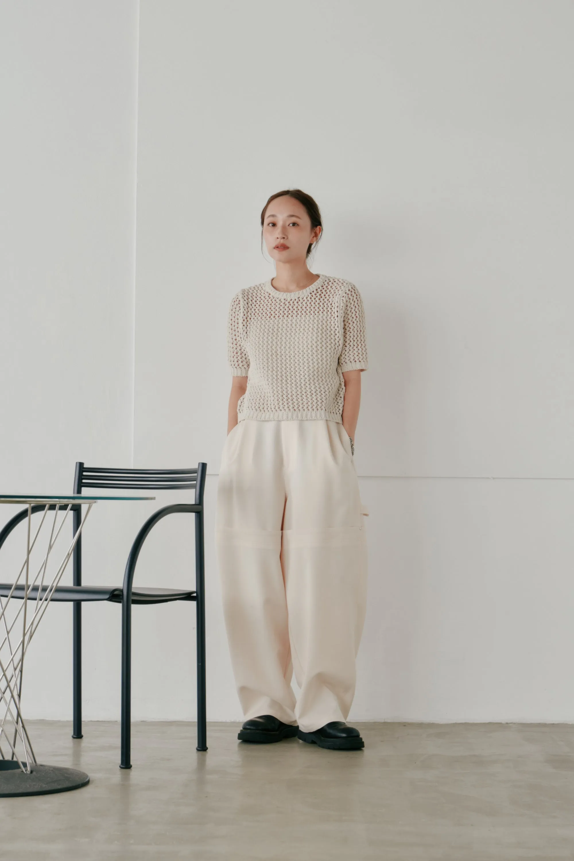 cropped net knit