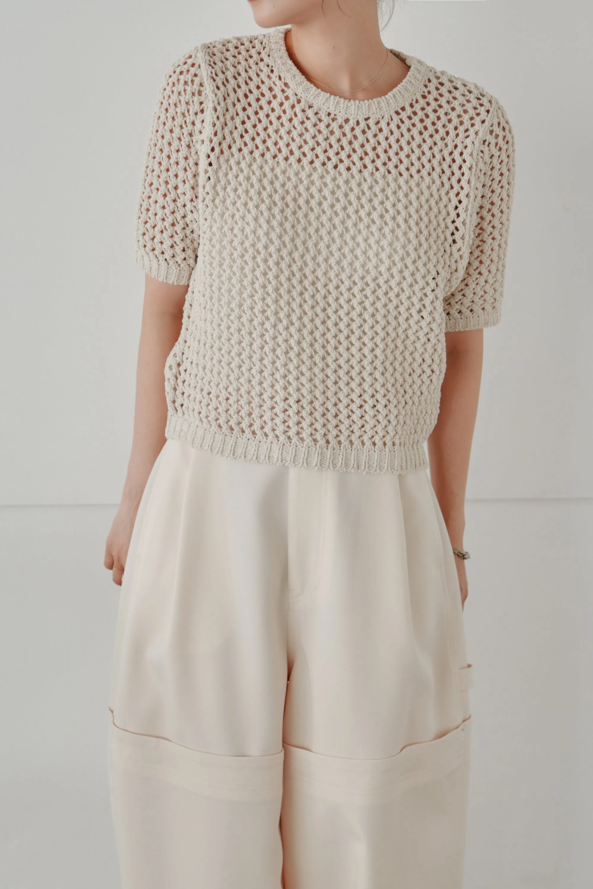cropped net knit