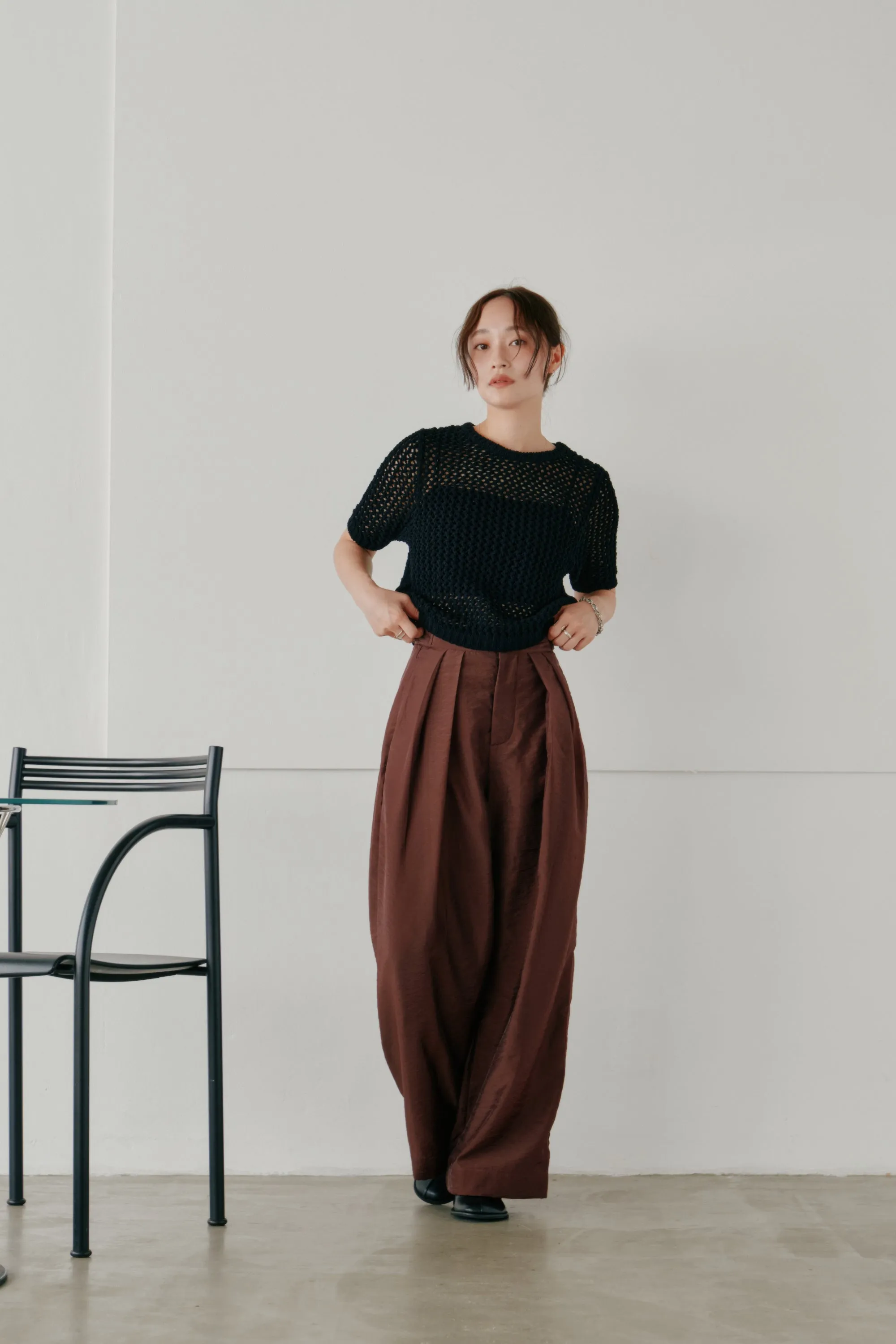 cropped net knit