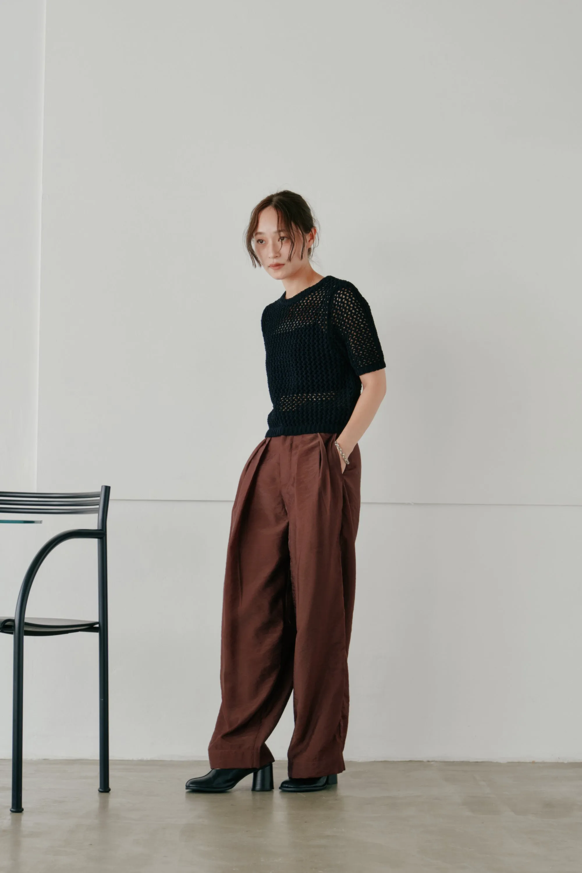cropped net knit