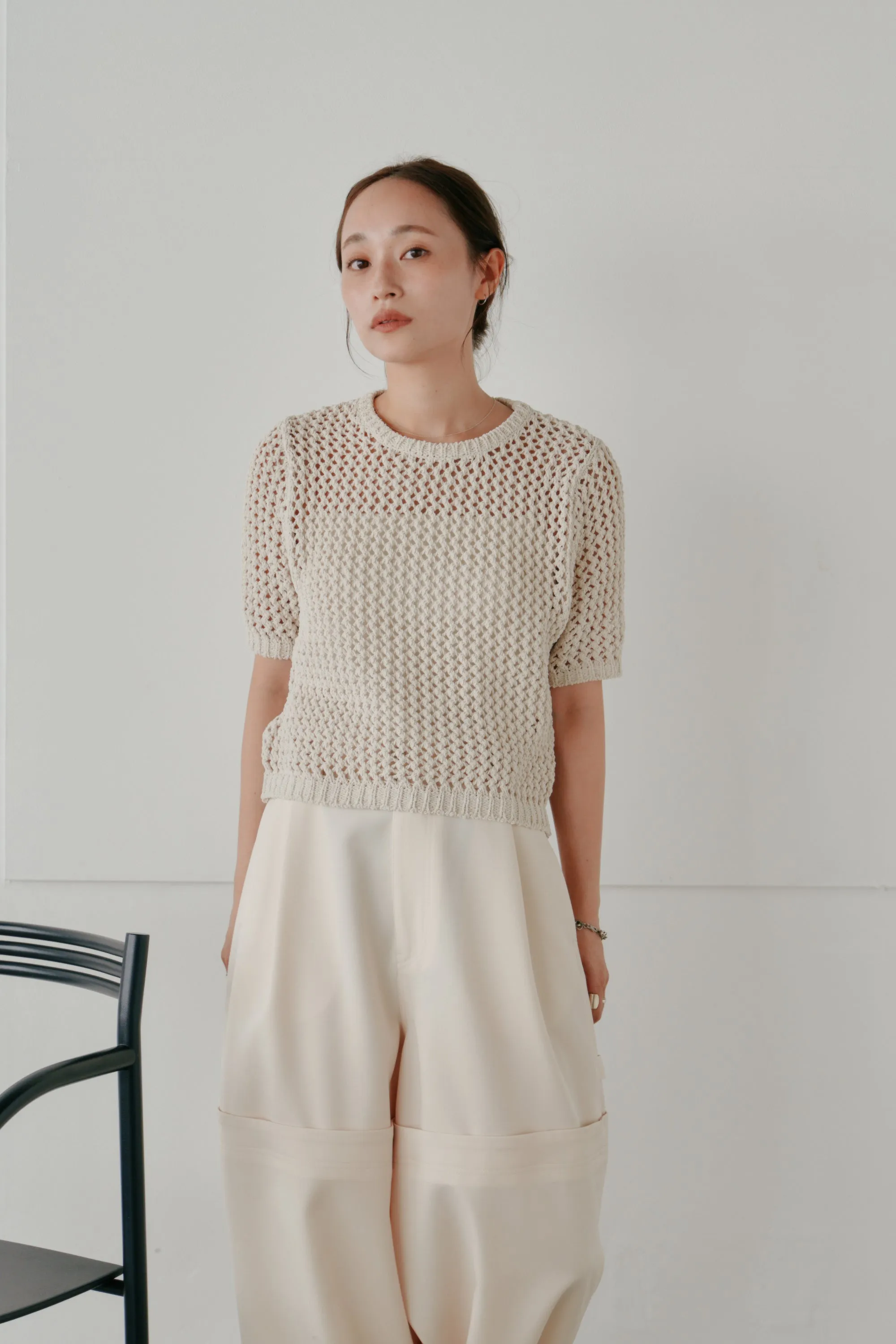 cropped net knit
