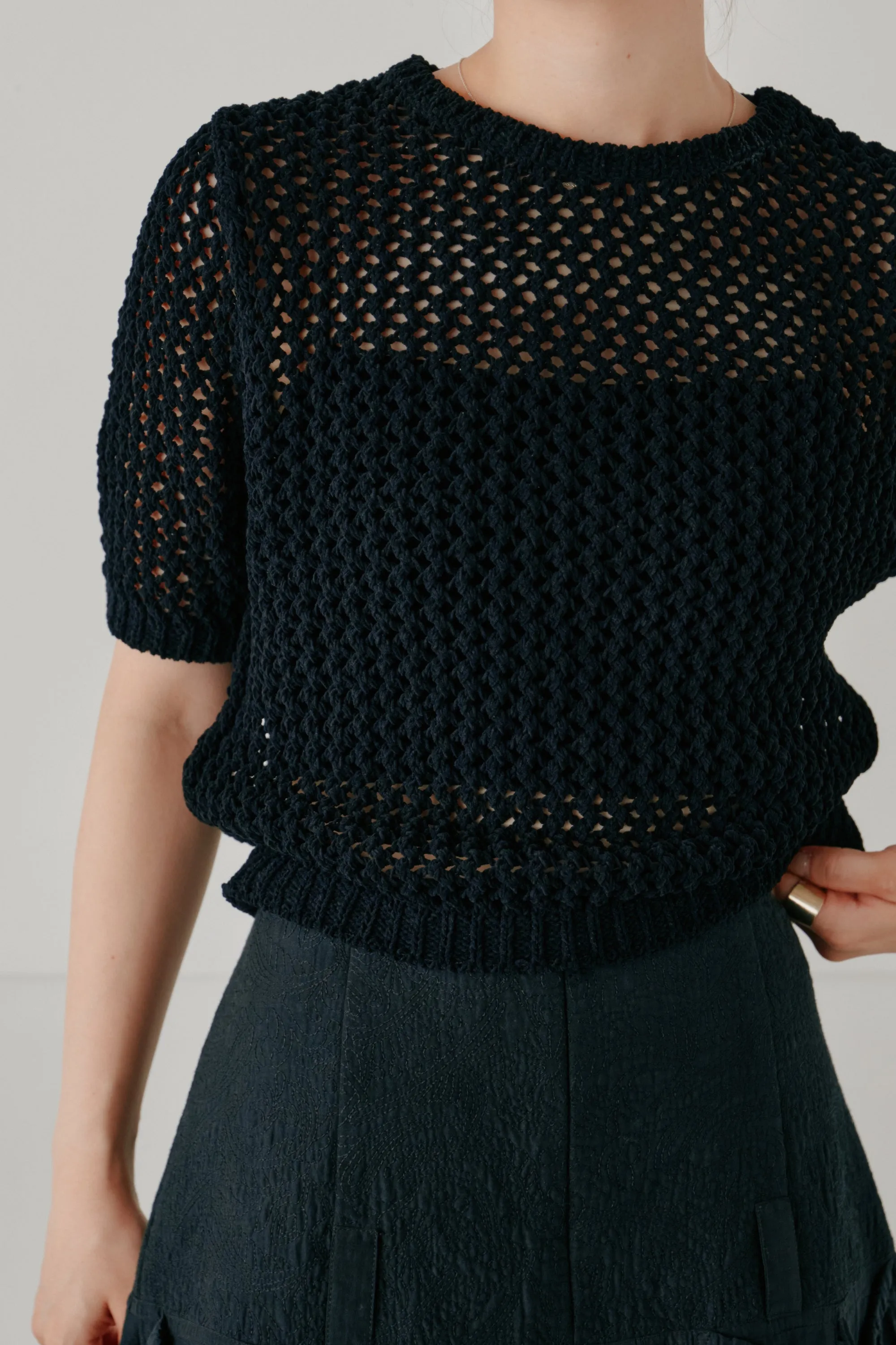 cropped net knit