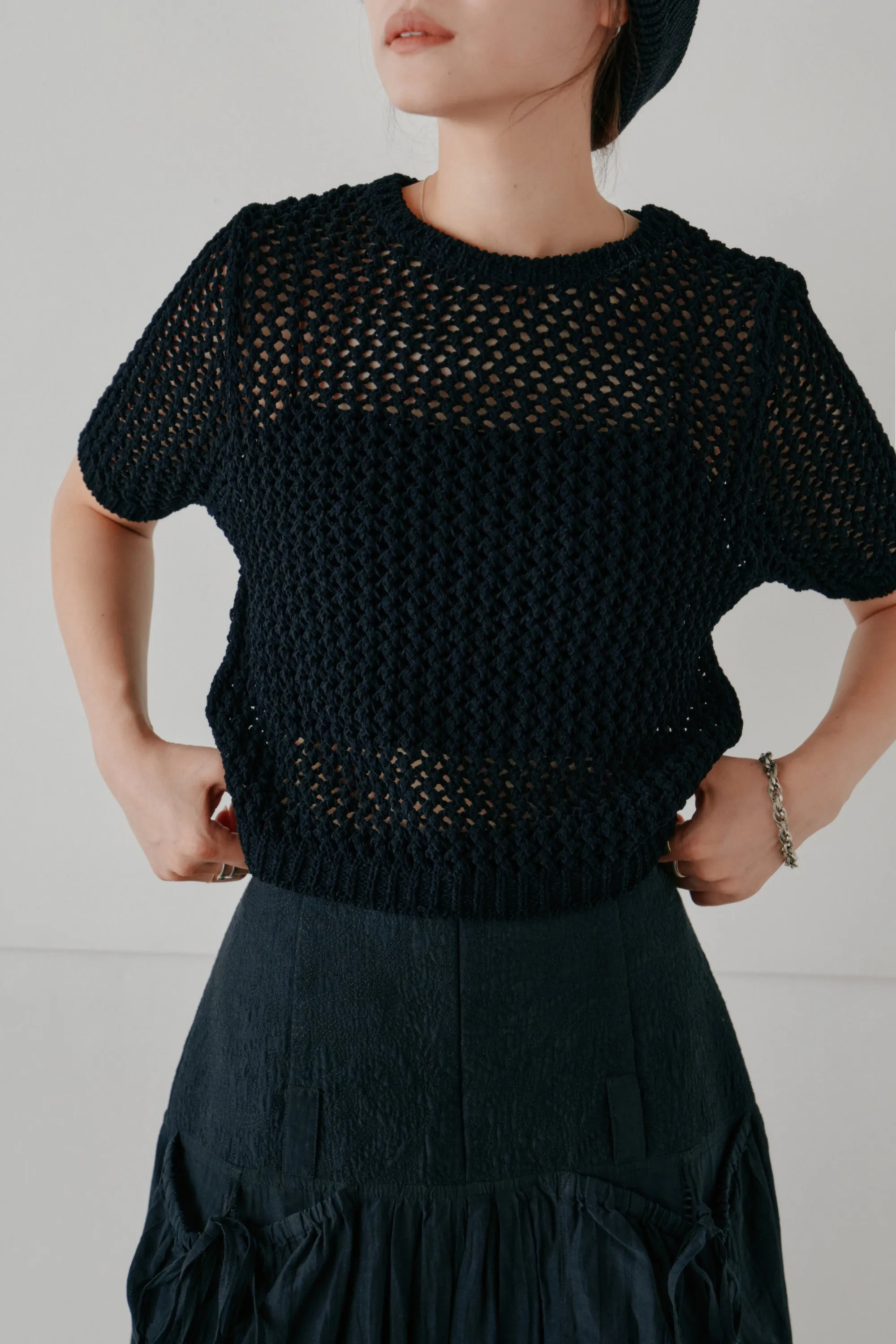 cropped net knit