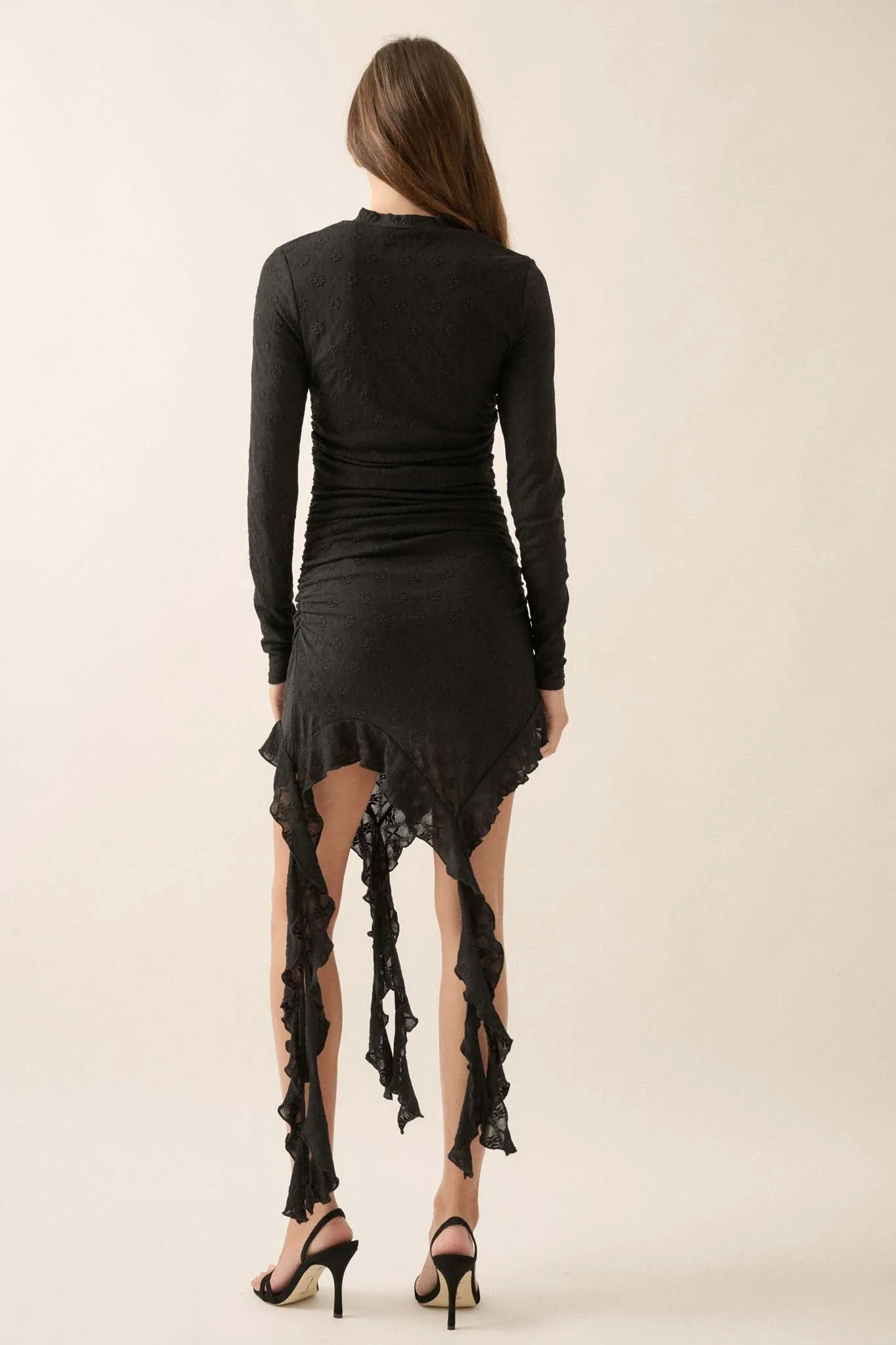 Dainty Doll Floral Lace Asymmetrical Mini Dress