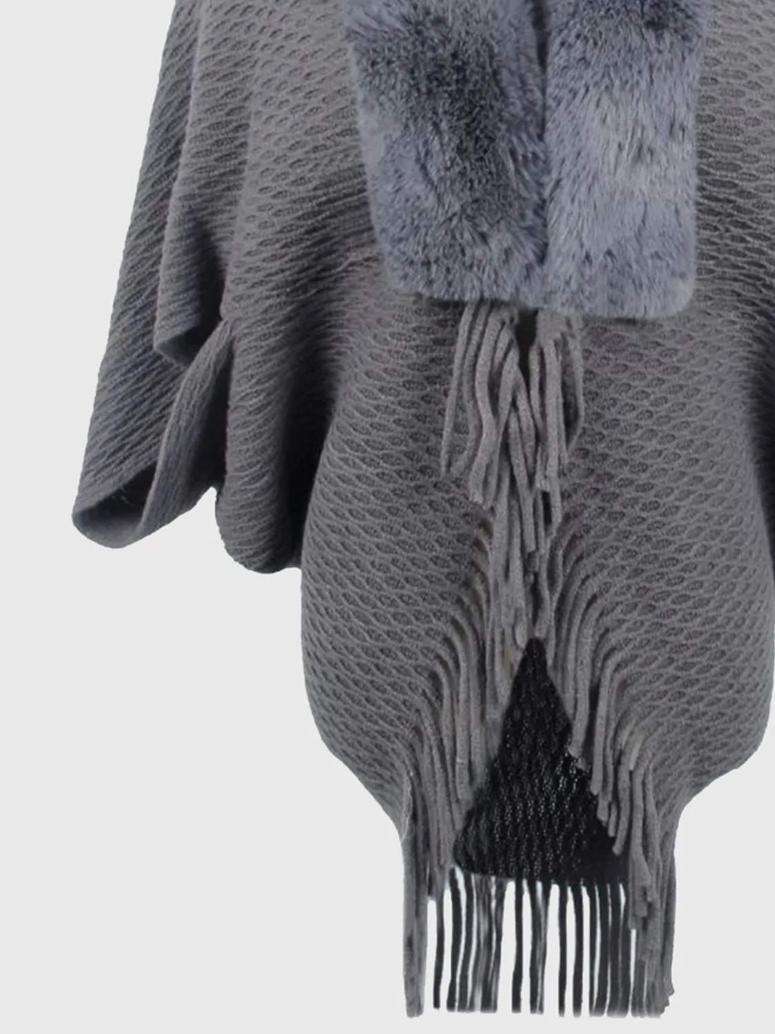 Faux Fur Retro Fringe Hem Open Front Shrug Knit Bolero Cardigan