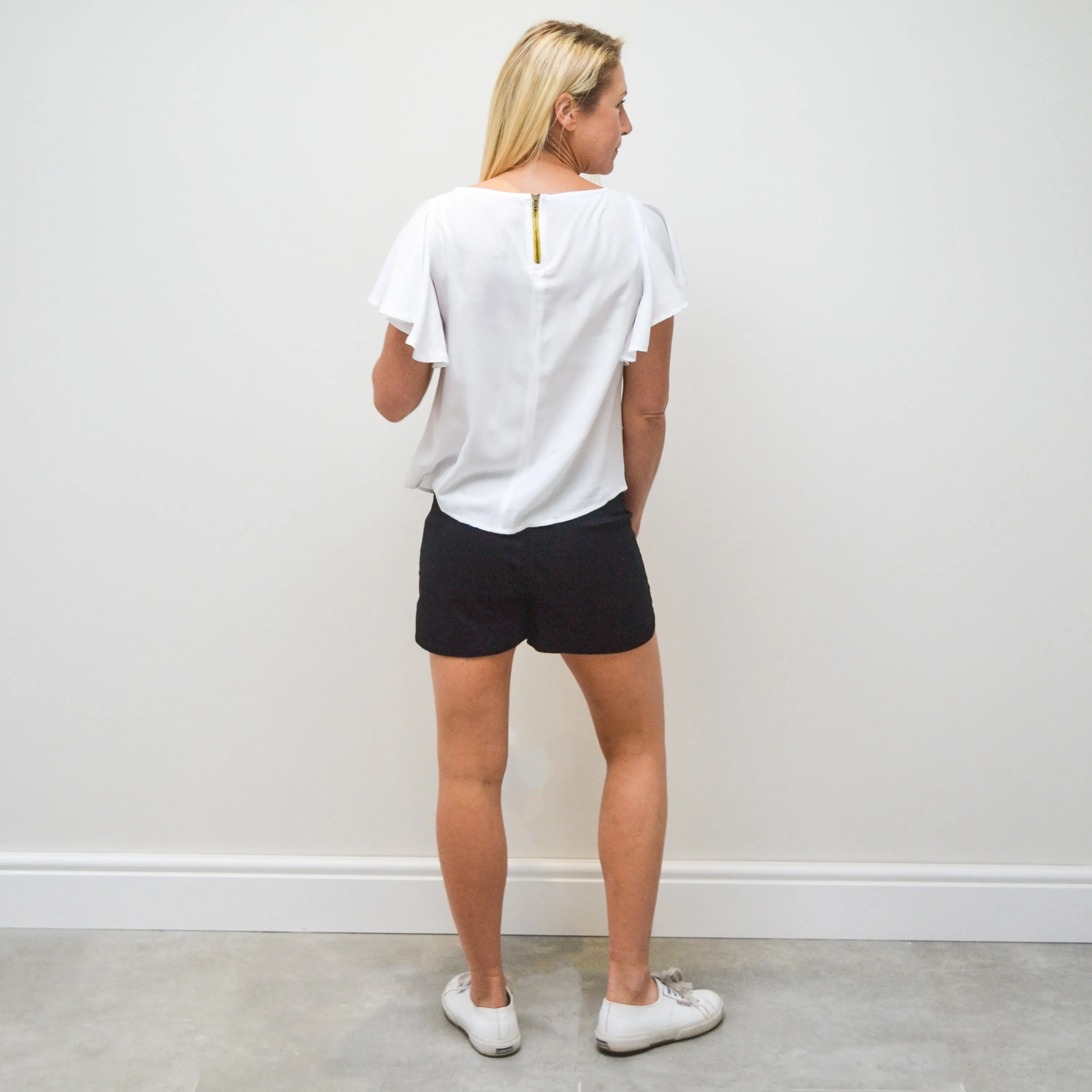 Full Frill Sleeve Top - White