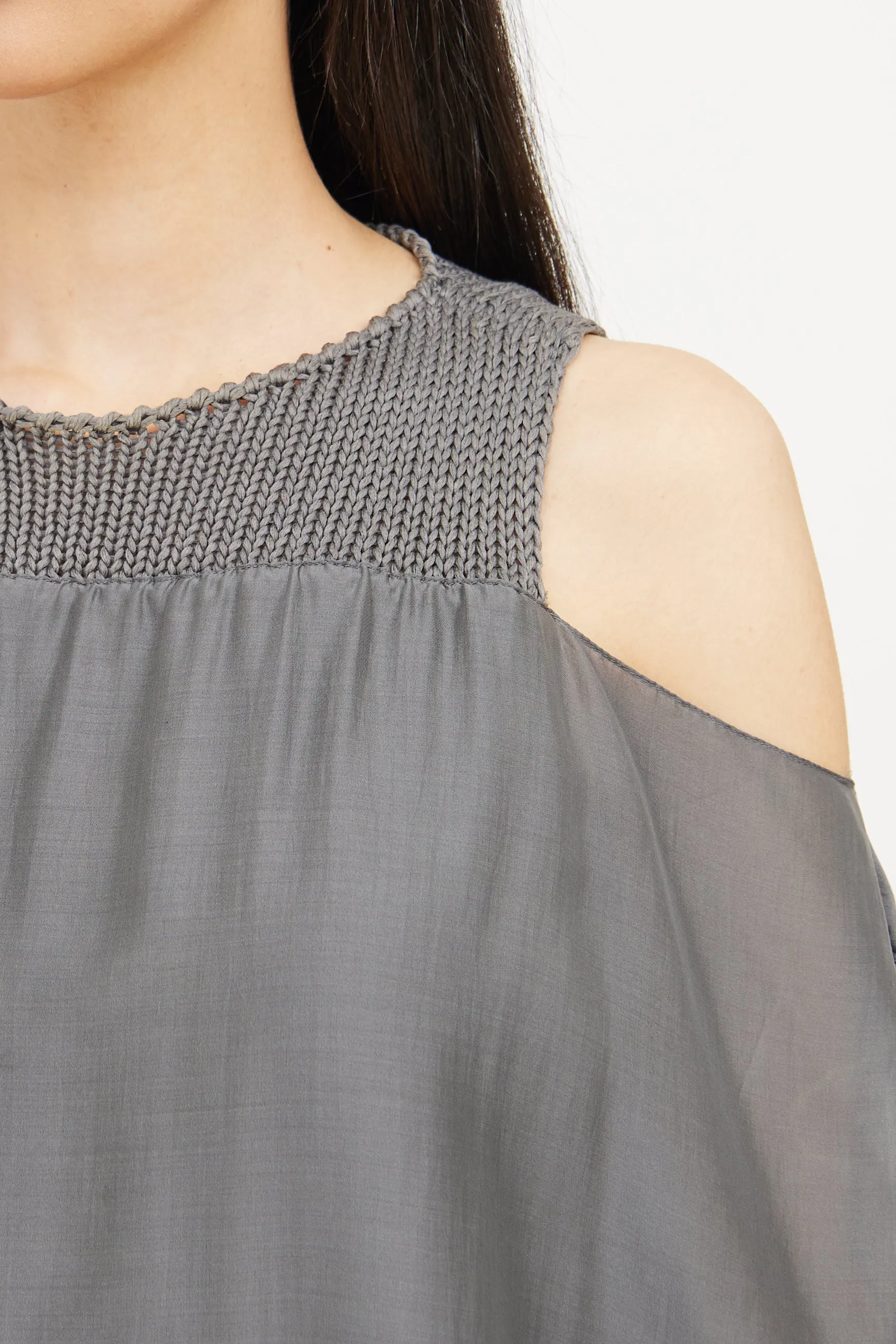 Grey Silk & Knit Dress