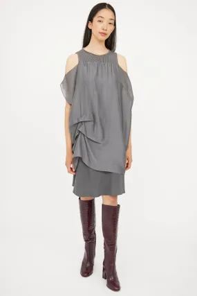 Grey Silk & Knit Dress