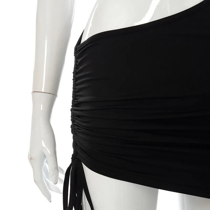 Irregular Cut Out Mini Bodycon Dress Summer Going Out Club Wear Outfits White Black Dresses