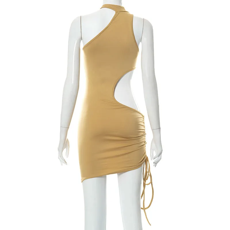 Irregular Cut Out Mini Bodycon Dress Summer Going Out Club Wear Outfits White Black Dresses