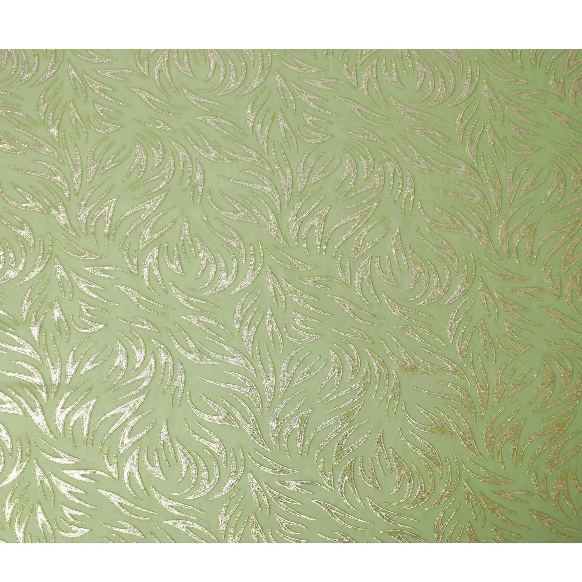 Kelly green Premium pure silk chiffon fabric with gold metallic lurex in fancy design-D13274
