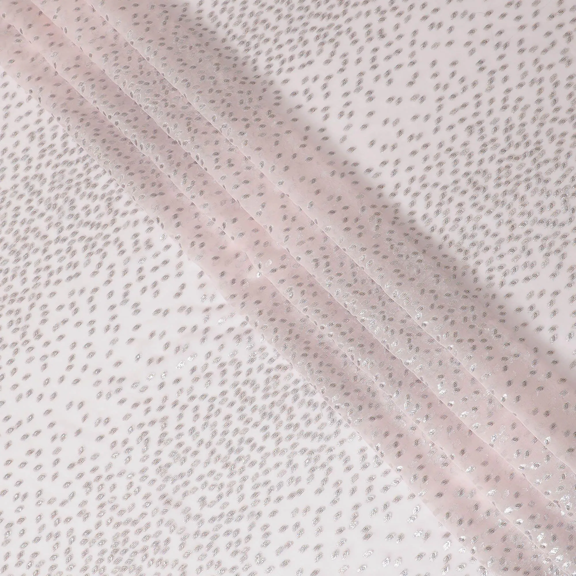 Light pink Premium pure silk chiffon fabric with multicolor metallic lurex in fancy design-D13142