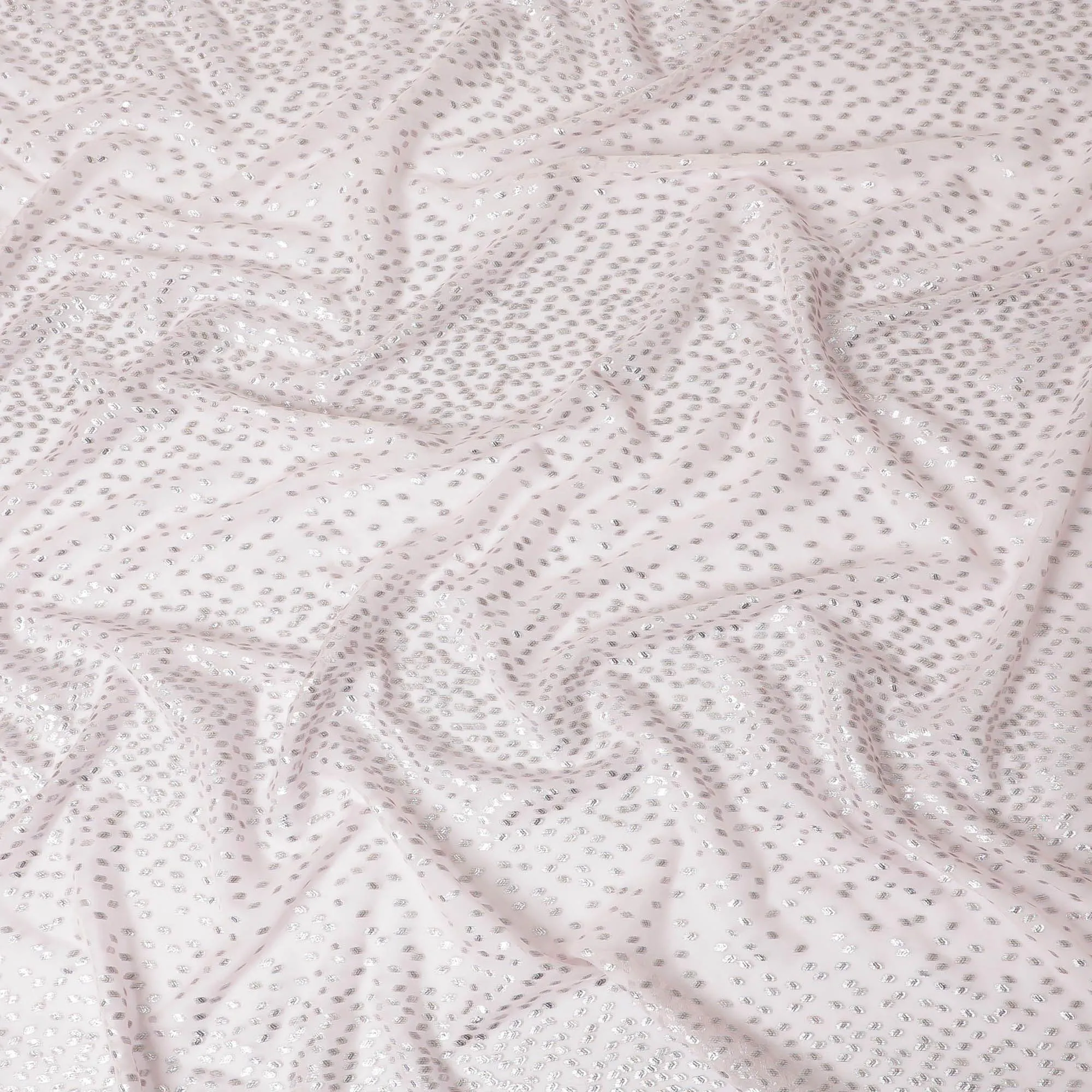 Light pink Premium pure silk chiffon fabric with multicolor metallic lurex in fancy design-D13142