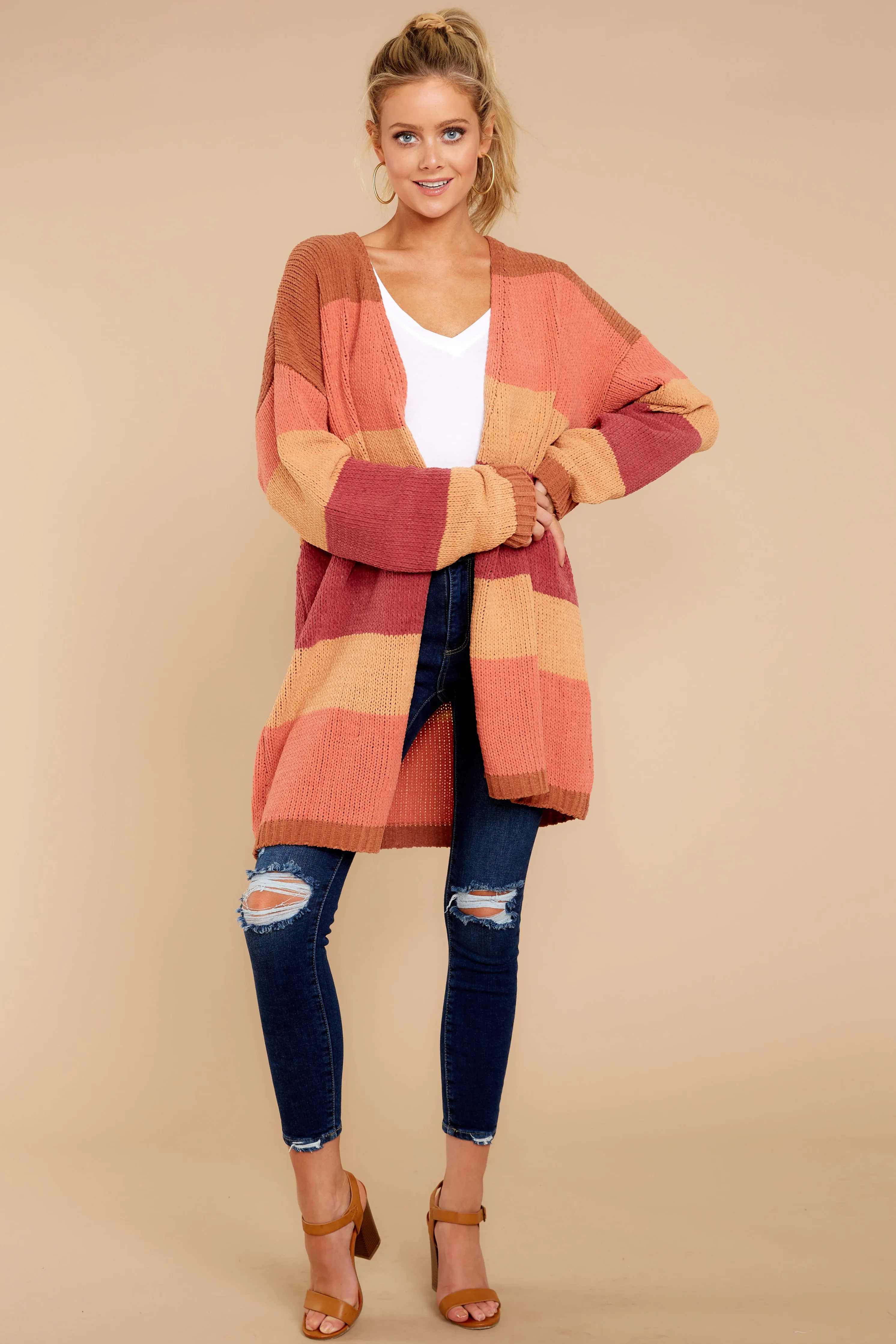 Make Your Mind Up Orange Multi Stripe Cardigan