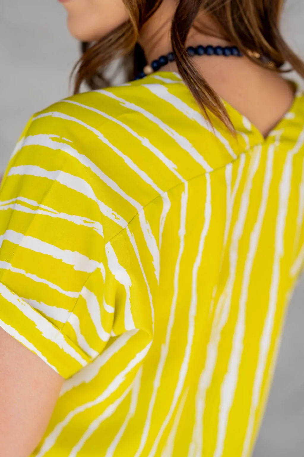 Painted Stripes Cuffed Sleeve Blouse