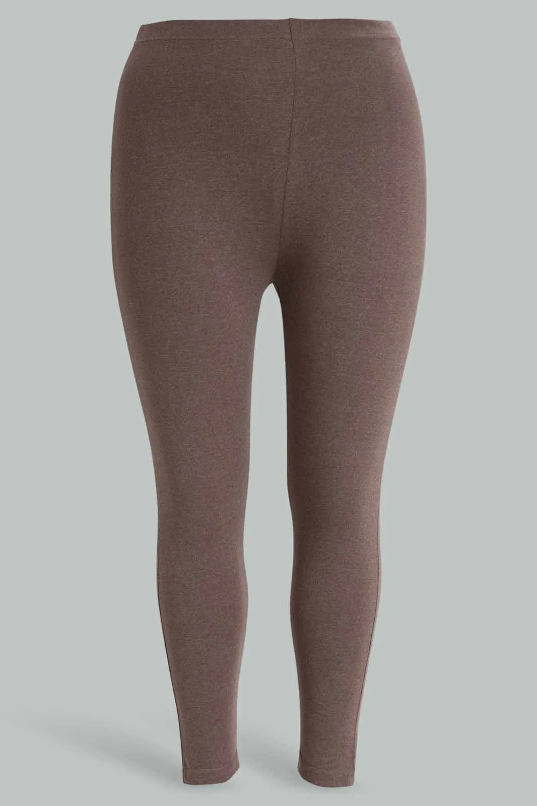 Plus Size Women Taupe And Navy Basic Leggings (Pack Of 2)