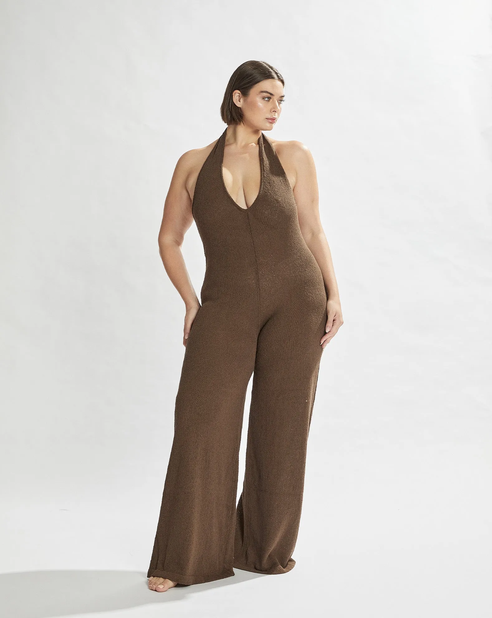 Sammy Knit Jumpsuit Chocolate Cropped