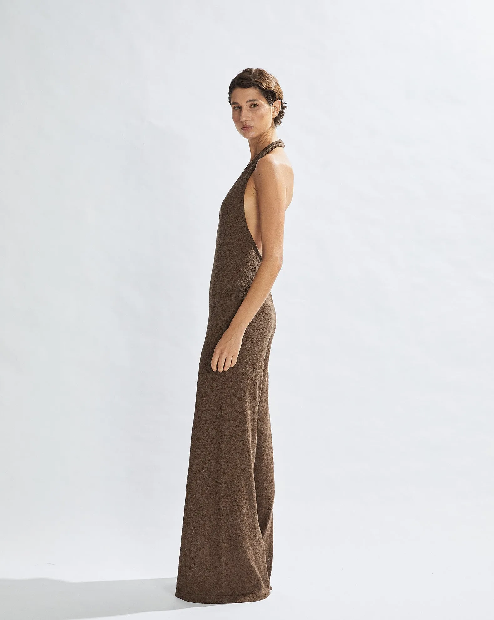 Sammy Knit Jumpsuit Chocolate Cropped