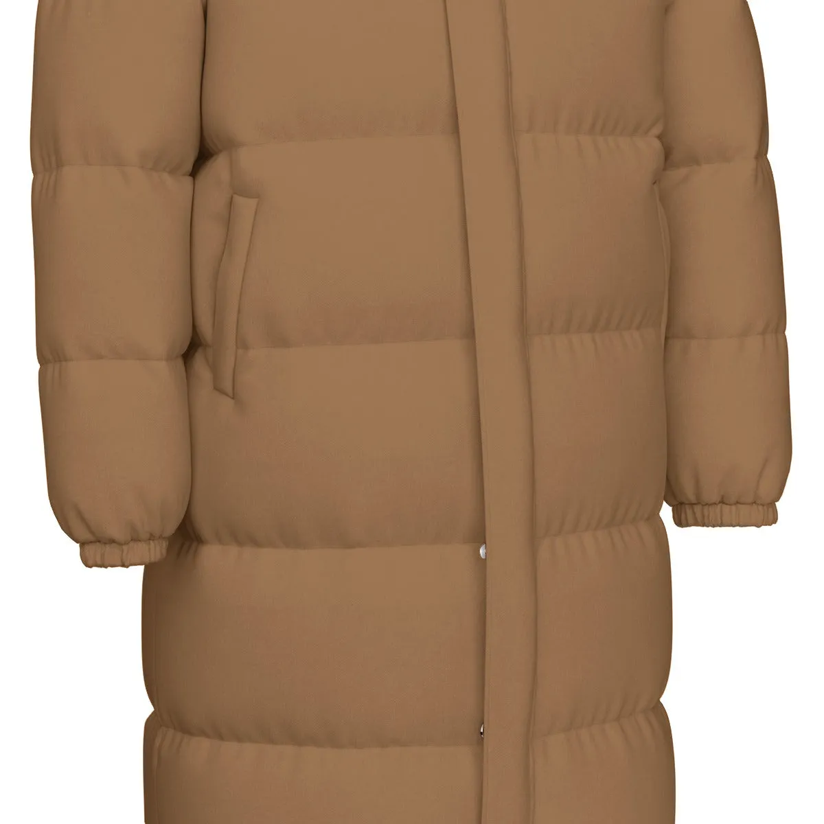 Sixty Eight 93 Logo White Chocolate Brown Unisex Long Puff Jacket