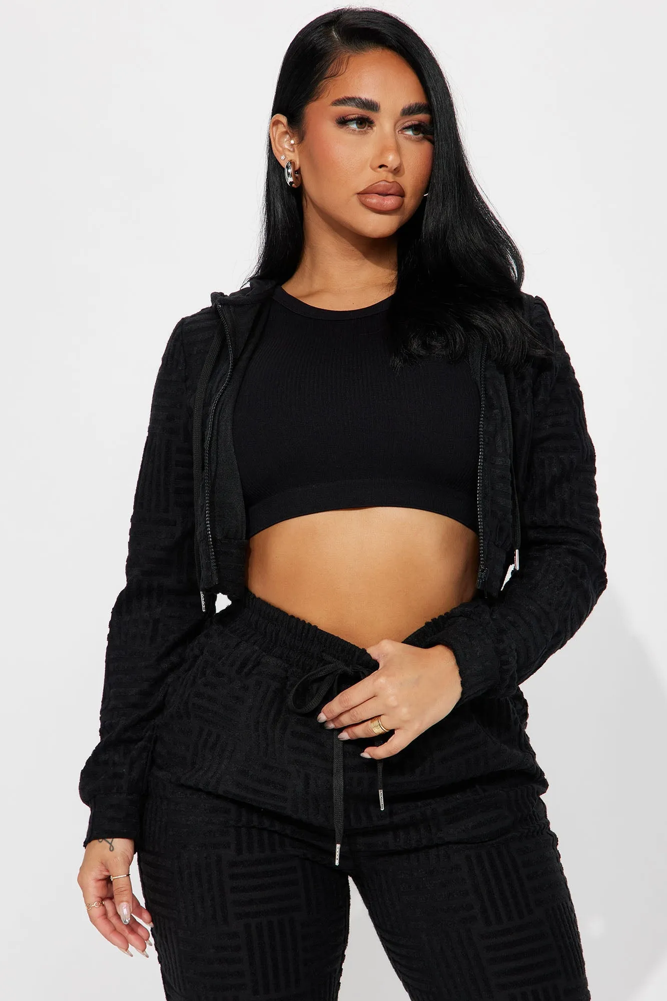 Stay Focused French Terry Jogger Set - Black
