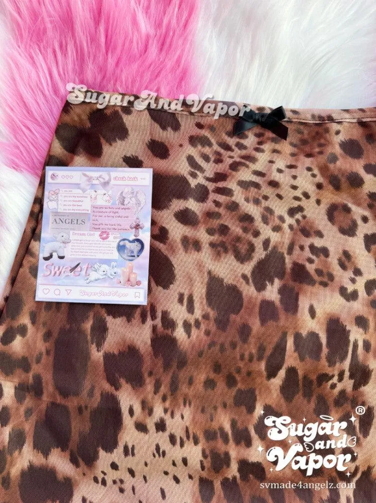 Talia Leopard Mesh Midi Skirt