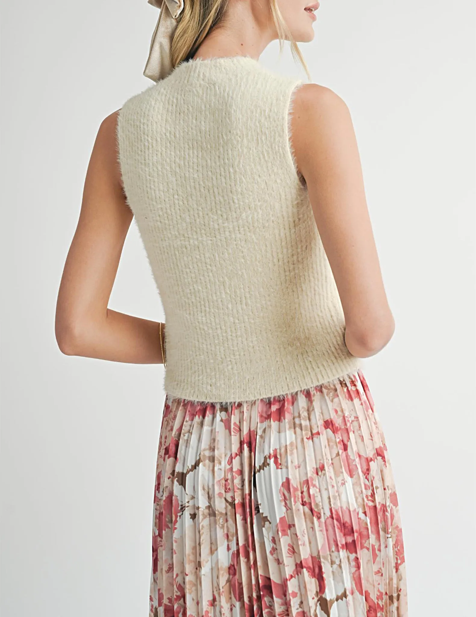 Tatum Fuzzy Ivory Sweater Tank