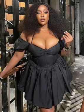 Toleet-Halter Ruffle Robes Evening Party Dress Women 2024 Puff Sleeve Elegant Sexy Dress Bodycon Mini Summer Dress Vestidos