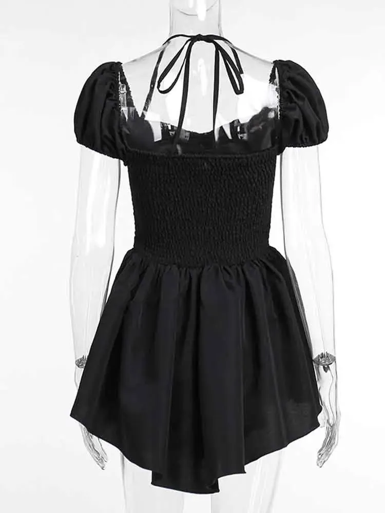 Toleet-Halter Ruffle Robes Evening Party Dress Women 2024 Puff Sleeve Elegant Sexy Dress Bodycon Mini Summer Dress Vestidos