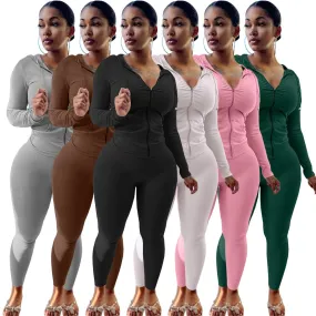 Tracksuits Two 2 Piece Set Autumn Winter Women Casual Solid Sporty Hoodies Jacket Pants Suit Sportswear Trouser Athletic Outfits