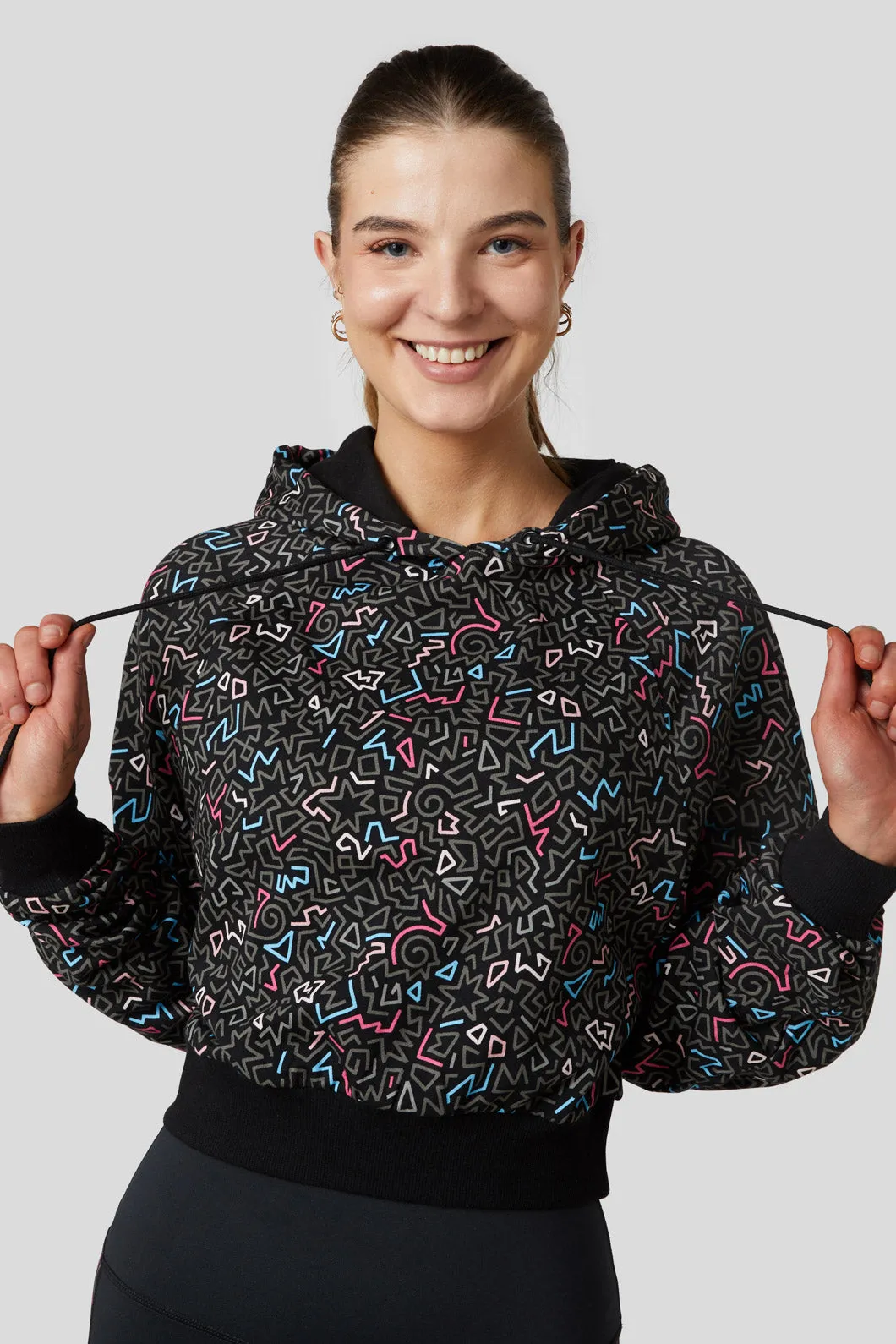 Twisting Printed Cropped Hoodie