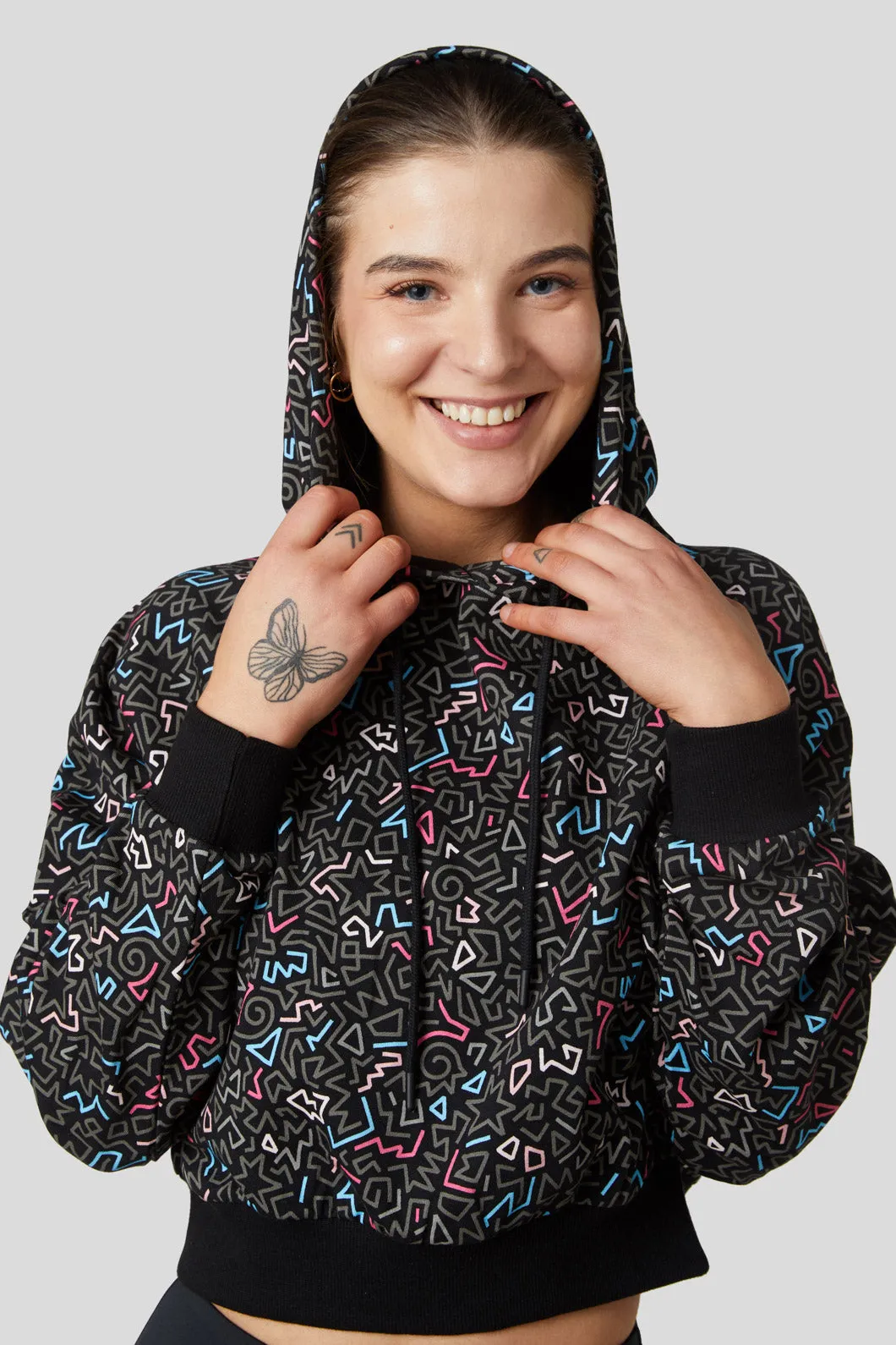 Twisting Printed Cropped Hoodie