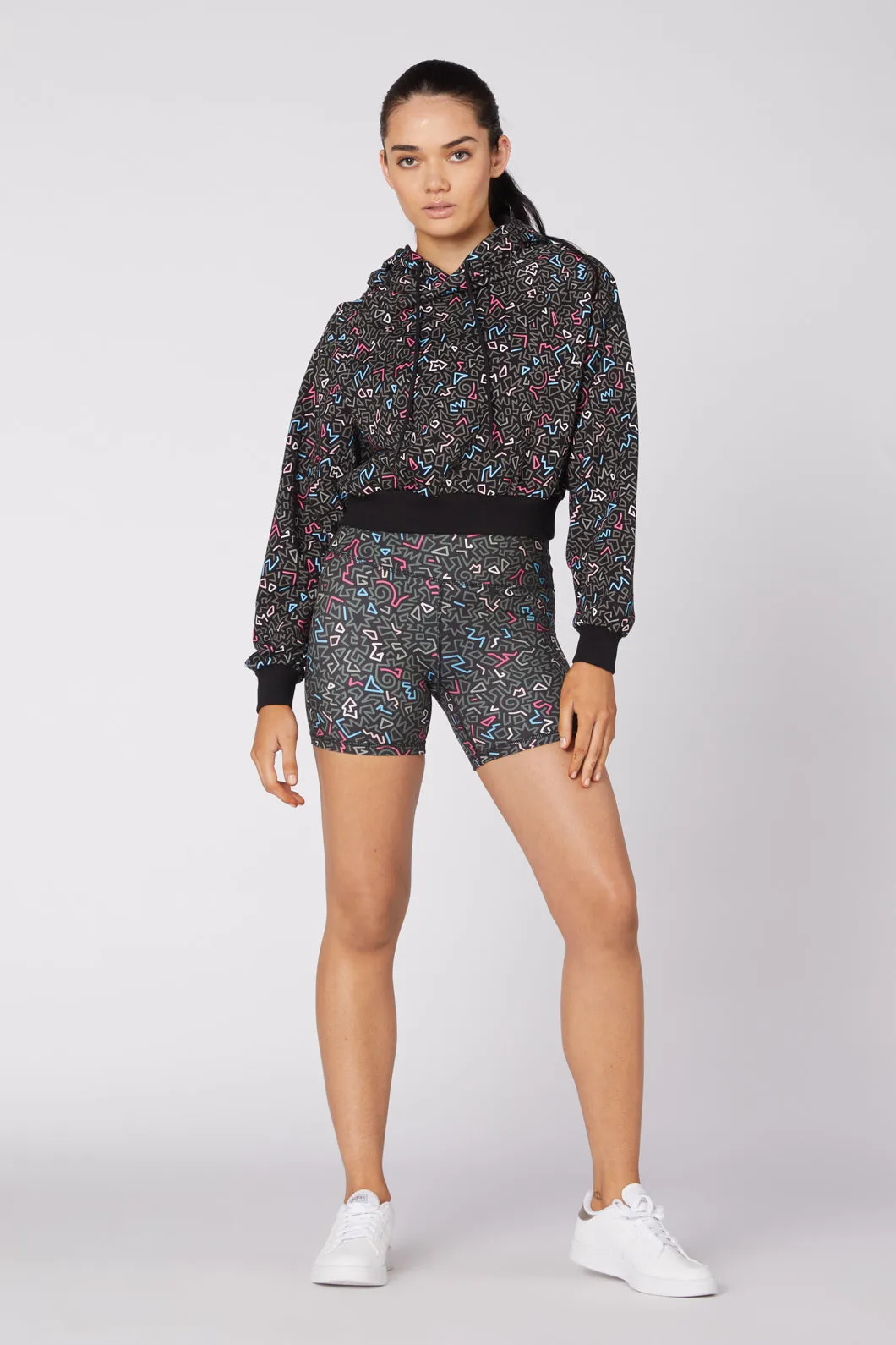 Twisting Printed Cropped Hoodie