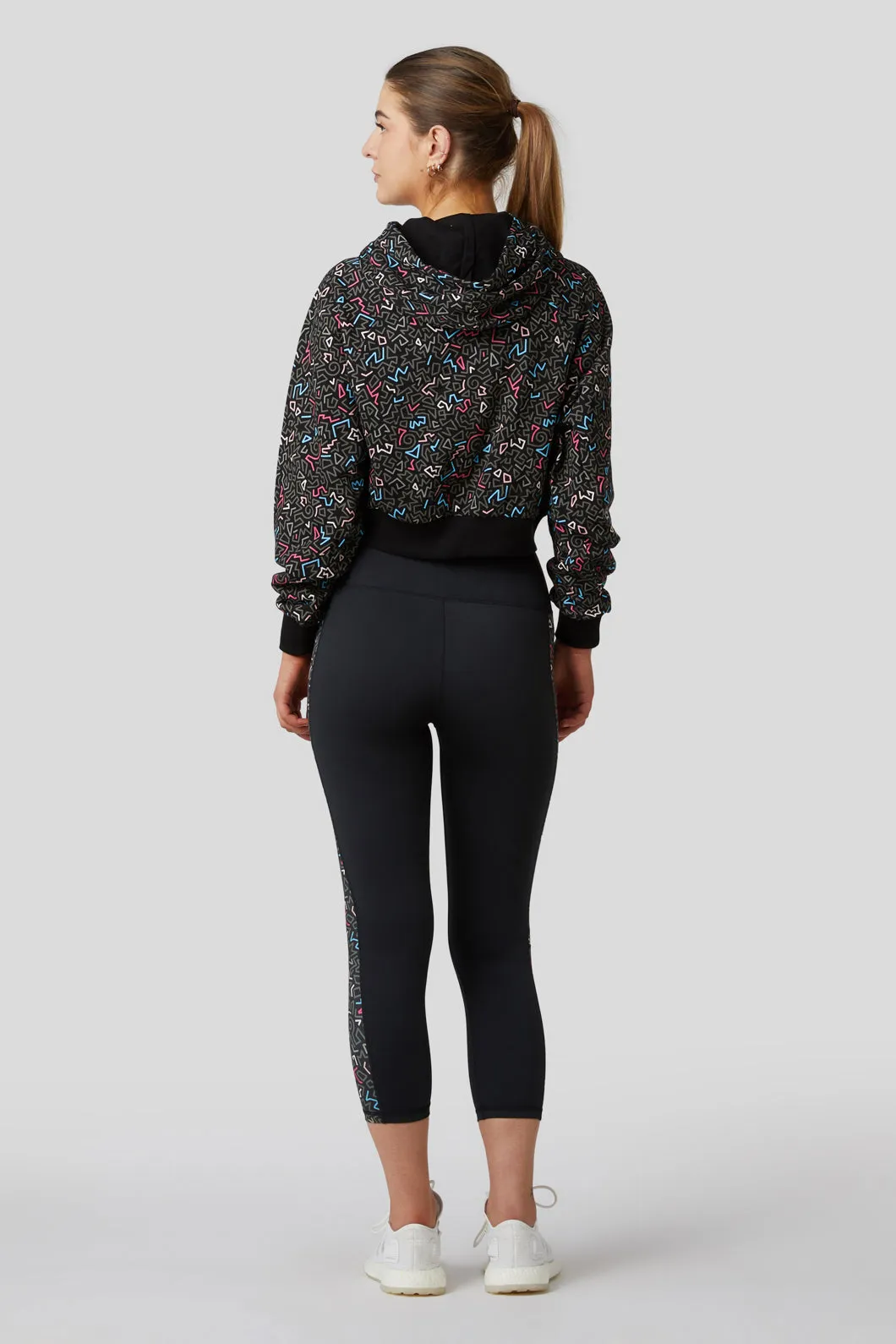Twisting Printed Cropped Hoodie