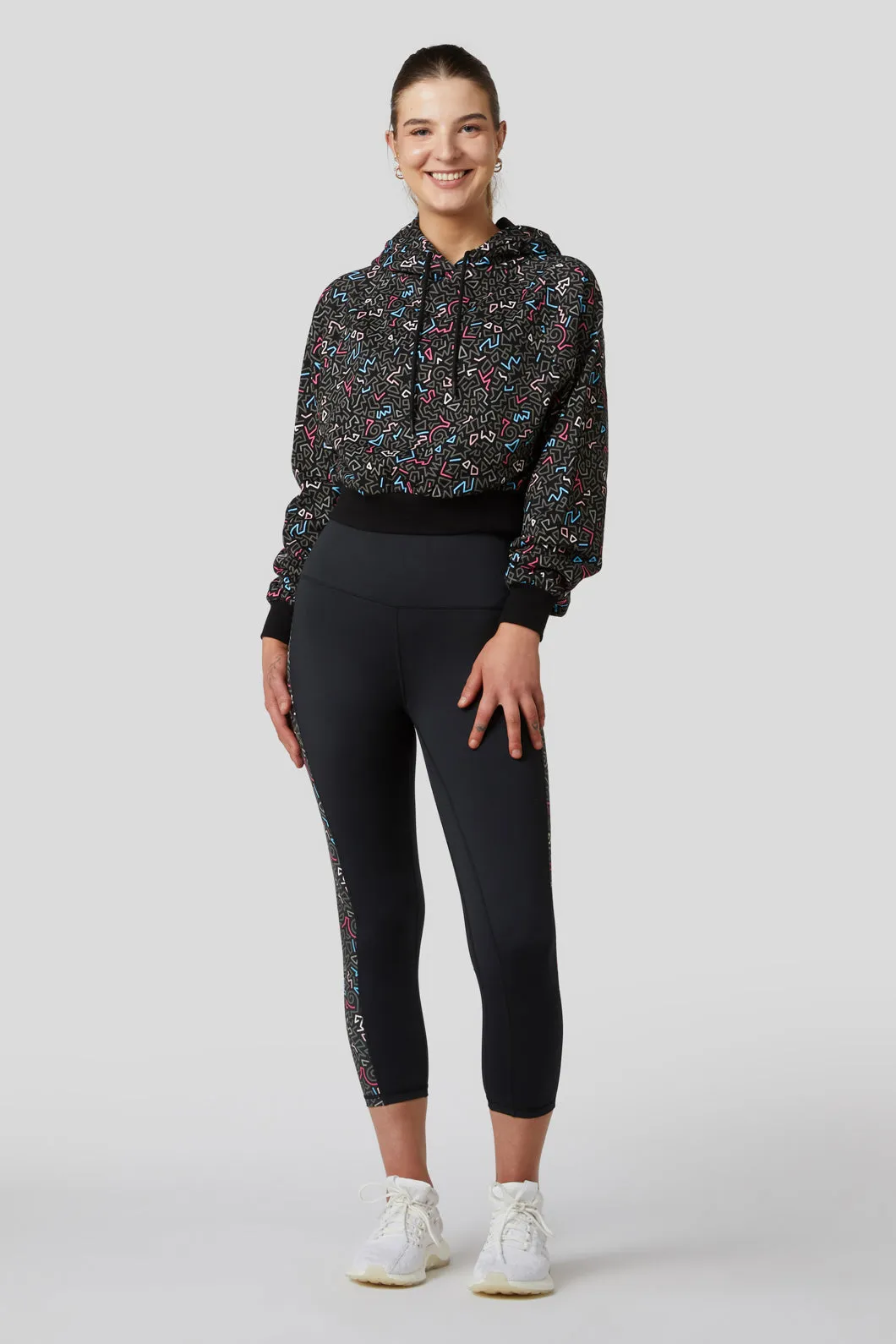 Twisting Printed Cropped Hoodie
